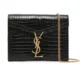 Medium Cassandra Shoulder Bag in Crocodile Embossed Leather