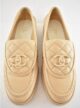 Chanel Beige Lambskin Quilted Flap Turnlock CC Logo Loafers