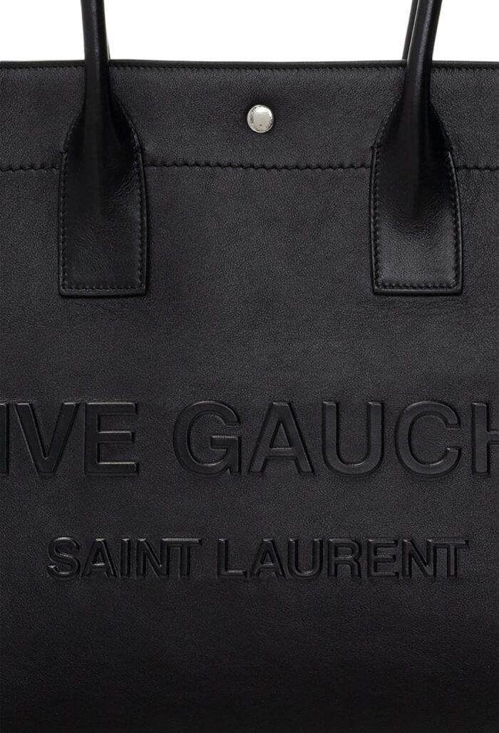 Rive Gauche Large Tote Bag in Glazed Leather Black - Image 3