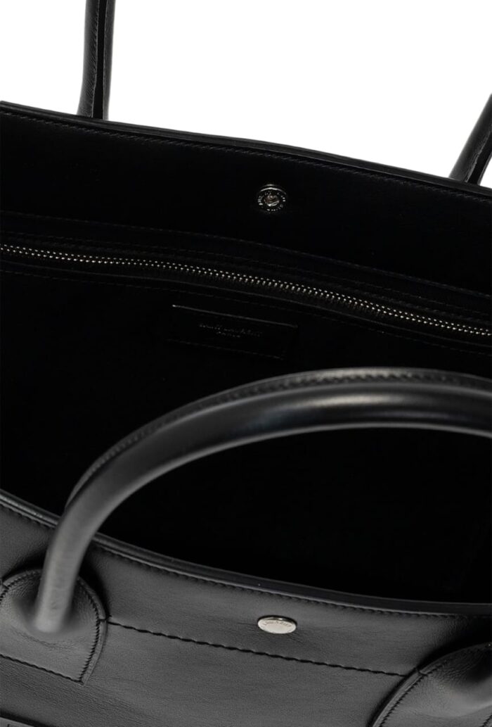 Rive Gauche Large Tote Bag in Glazed Leather Black - Image 4