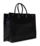 Rive Gauche Large Tote Bag in Glazed Leather Black