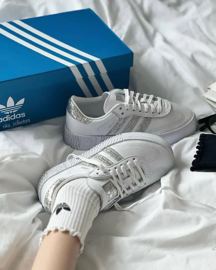 adidas "White Silver" – Adidas Samba White & Silver Edition - Image 3