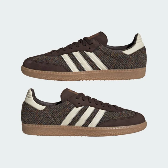 adidas Samba OG Tweed – Dark Brown / Cream White / Gum - Image 5