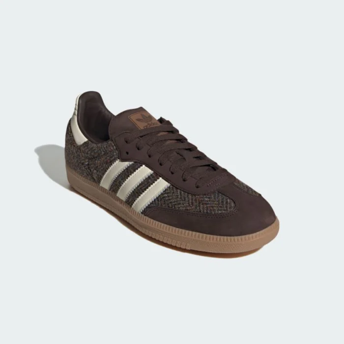 adidas Samba OG Tweed – Dark Brown / Cream White / Gum - Image 4